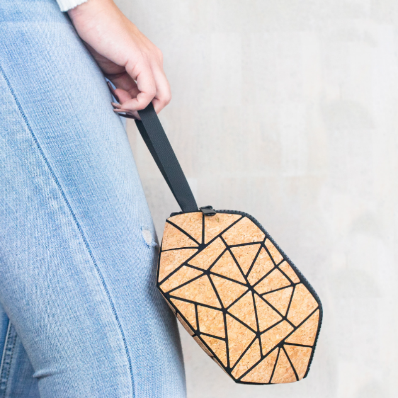 Rhombus Pattern Crossbody Nature Cork Bag