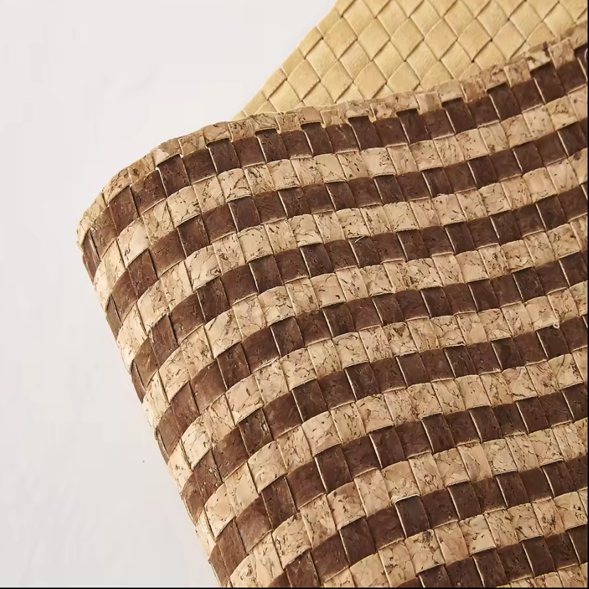 Women Black Woven Natural CorkBag