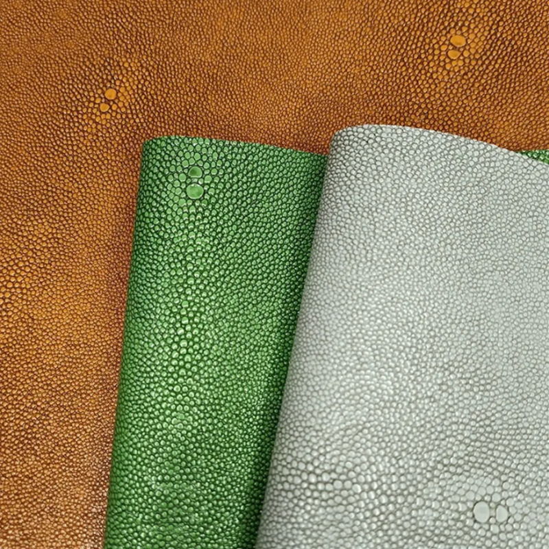 green faux leather