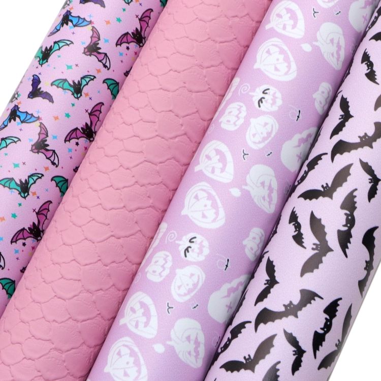  Bat Print Faux Leather