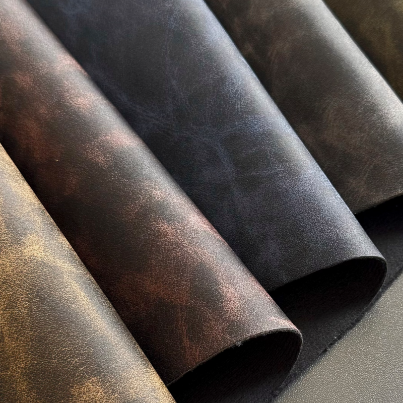 Matte PU faux leather with vintage Yangbuck finish