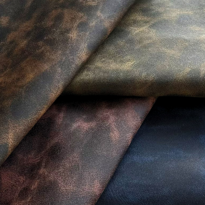 Two-tone Distressed Yangbuck PU Synthetic Leather