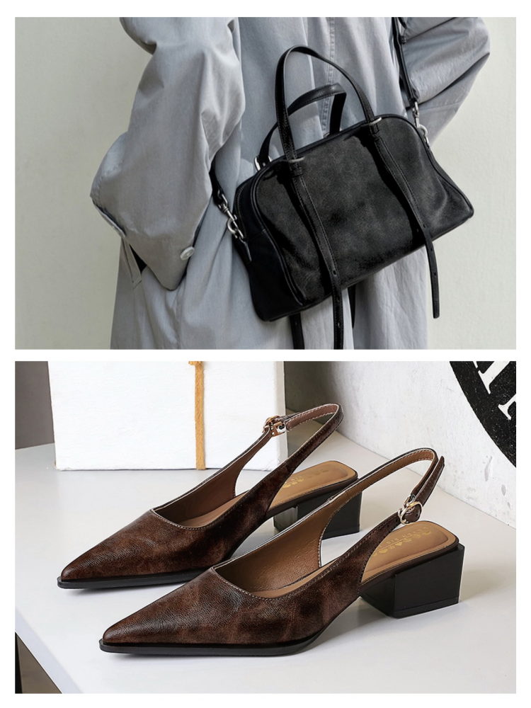 two‑tone distressed faux leather